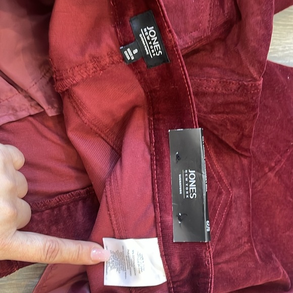 NWT Jones New York Burgundy Corduroy Trouser Skinny Leg Size 8 - Picture 7 of 8